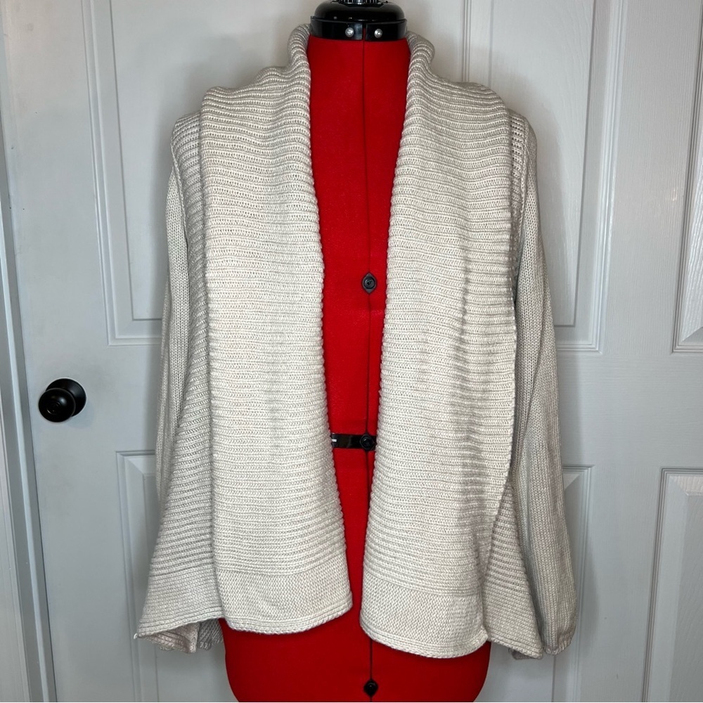 UGG Open Front Knit Heavy Cardigan Sweater Oatmeal Beige Tan Long Sleeve Women S